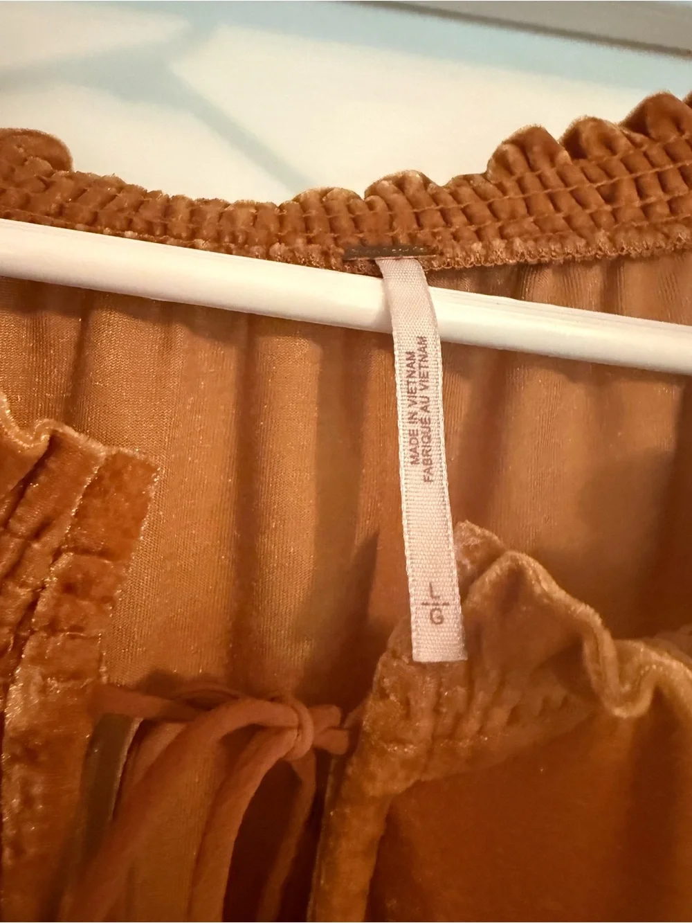 Free People Velvet Puff-Sleeve Peasant Top - Rust